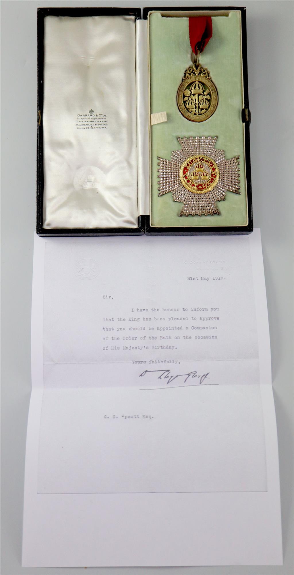 A Civilian Knight Commanders Order of the Bath (KCB) star and sash badge,